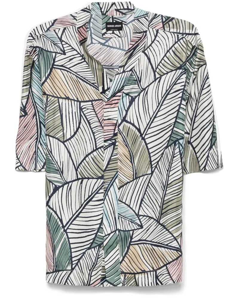 Giorgio Armani Hemd mit Blatt-Print - Blau Blau