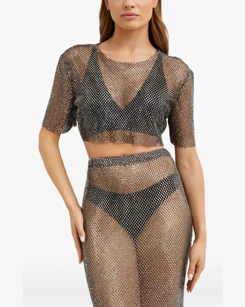 SANTA Brands studded mesh top - Silber Silber