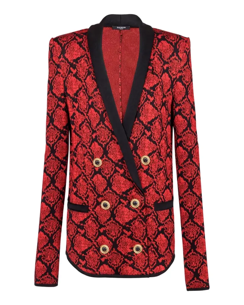 Balmain Doppelreihiger Cardigan mit Schlangen-Effekt - Rot Rot