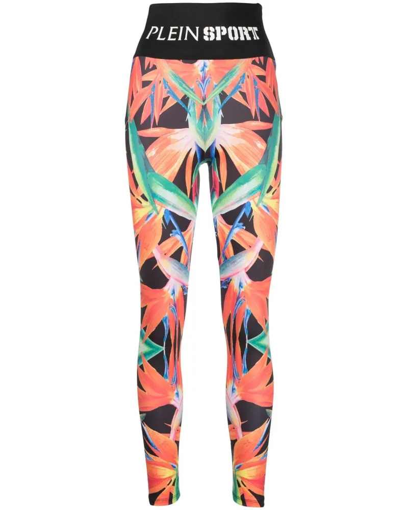 Philipp Plein Leggings mit Blumen-Print - Schwarz Schwarz