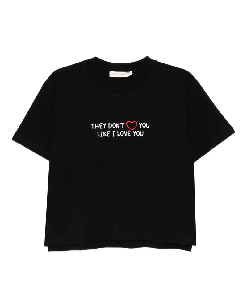 Joshua Sanders T-Shirt mit Slogan-Stickerei - Schwarz Schwarz