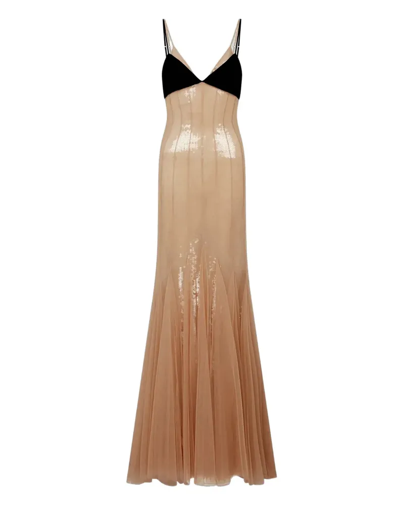 David Koma sequinned gown - Nude Nude