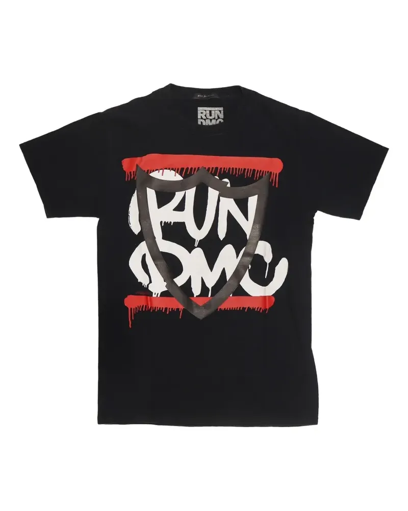 HTC Hollywood Trading Company Run DMC T-Shirt mit Logo - Schwarz Schwarz