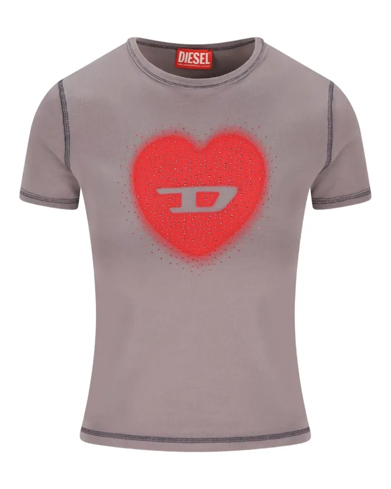 Diesel Kurzärmeliges T-Shirt mit Logo-Print - Grau Grau