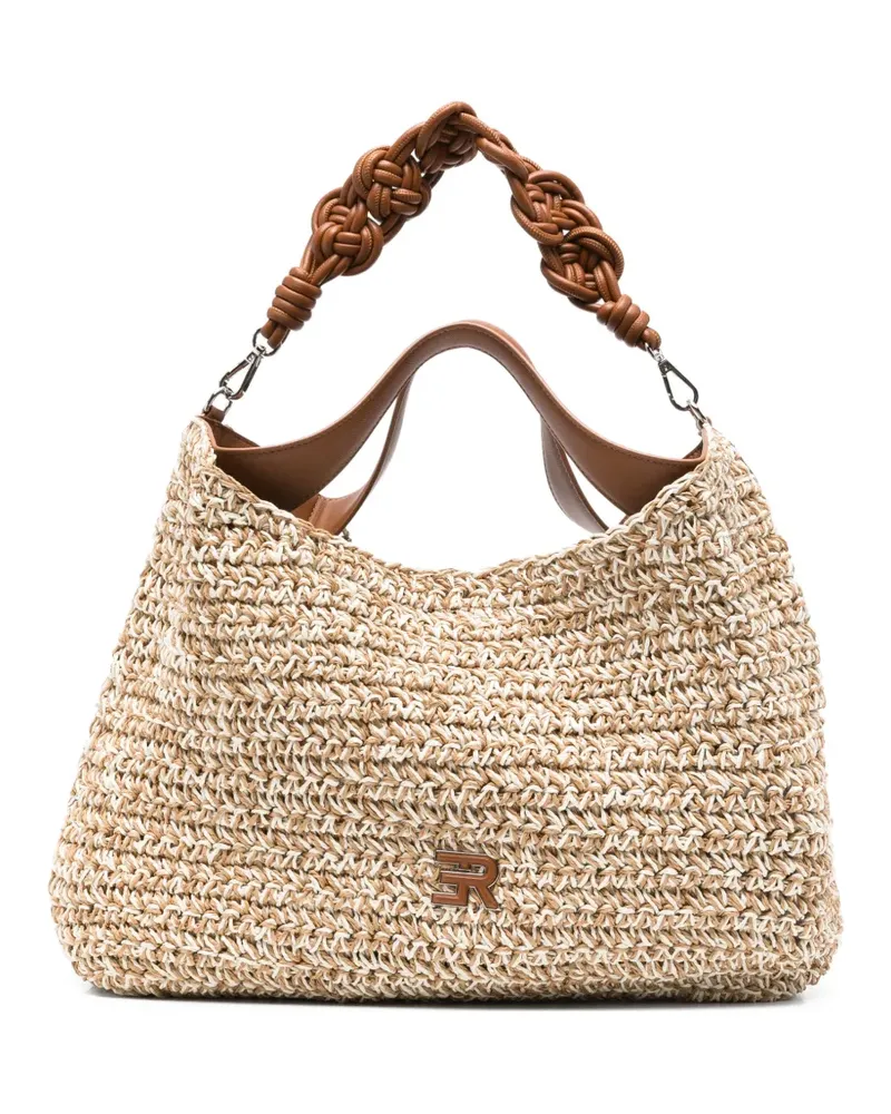 Ermanno Scervino Anika braided-handle woven tote bag - Nude Nude