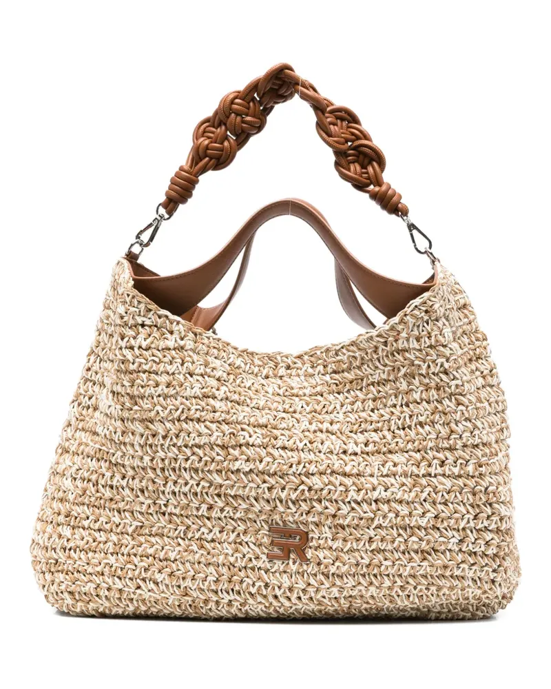 Ermanno Scervino Anika braided-handle woven tote bag - Nude Nude