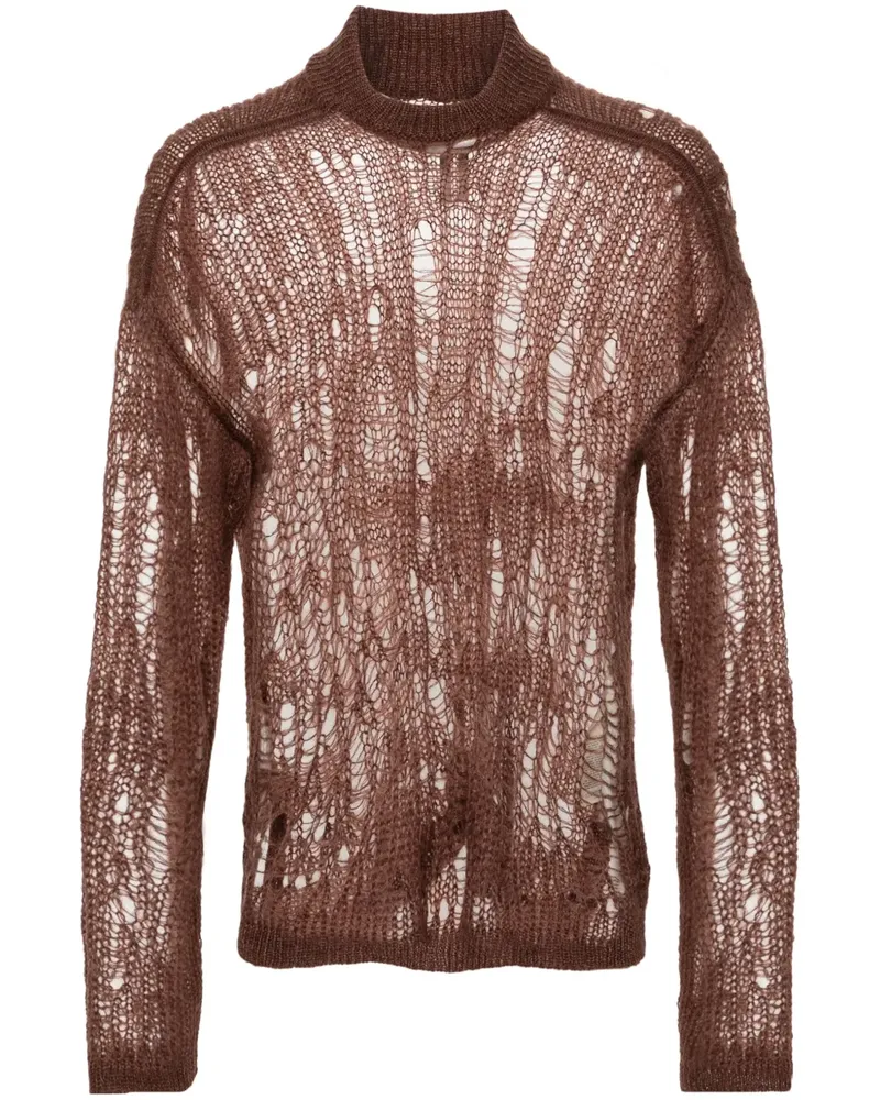 Rick Owens Tommy Lupetto Pullover in Lochstrick - Braun Braun