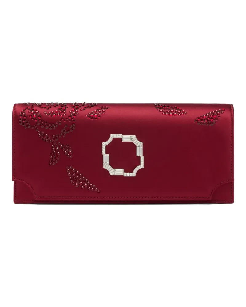 Malone Souliers Vivien Clutch aus Satin mit Kristallen - Rot Rot