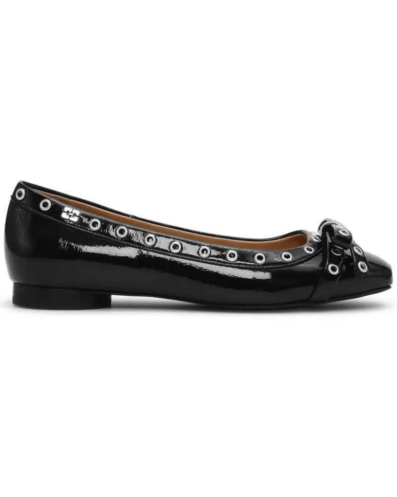 Ganni Ballerinas mit Ösendetail - Schwarz Schwarz