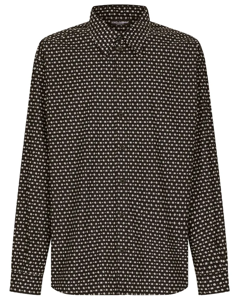 Dolce & Gabbana Hemd mit geometrischem Print - Schwarz Schwarz