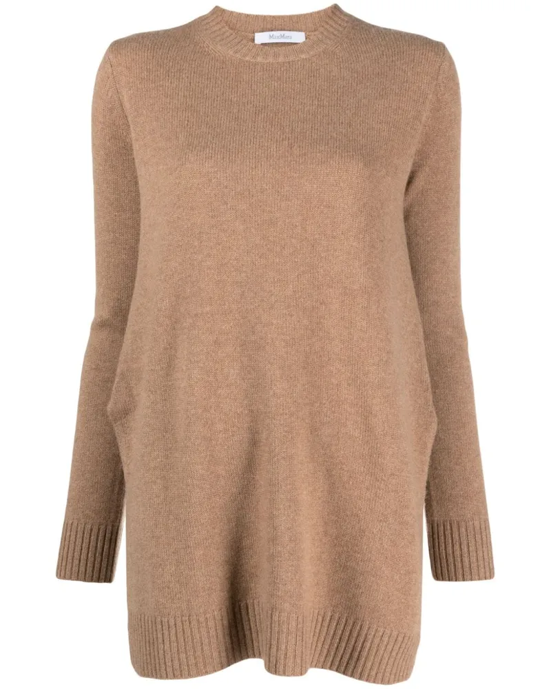 Max Mara Fein gestrickter Kaschmirpullover - Nude Nude