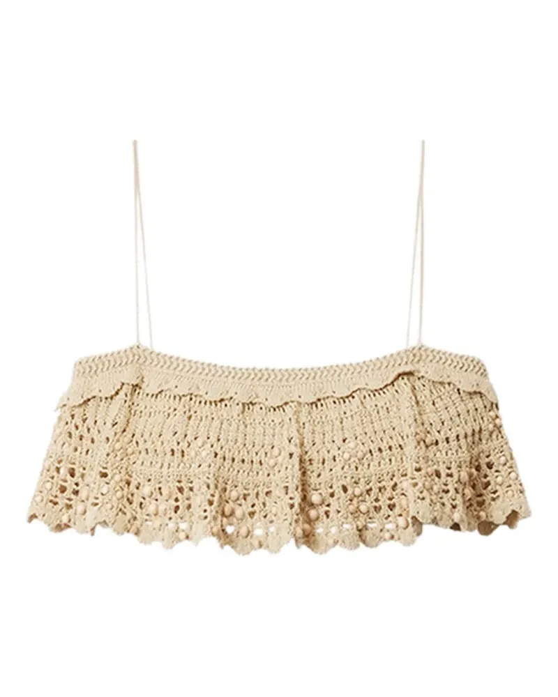 Isabel Marant Oraviel beaded-details crochet cotton tank top - Nude Nude