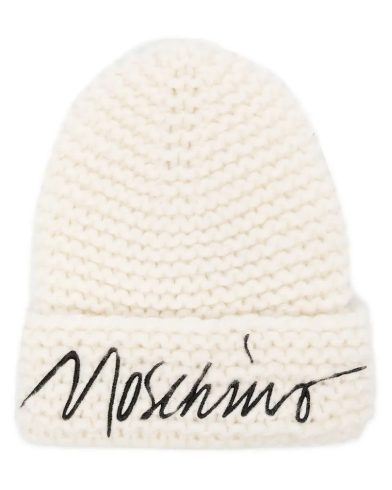 Moschino Beanie mit Logo-Stickerei - Weiß Weiß