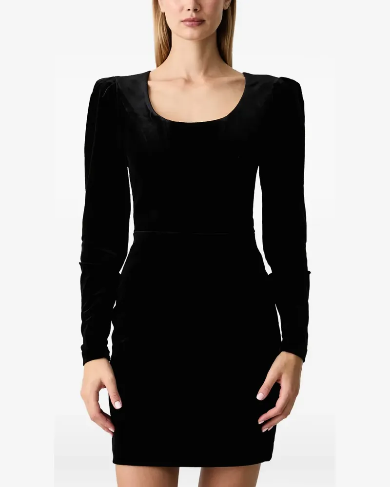 Silvian Heach puff-sleeve velvet-finish mini dress - Schwarz Schwarz