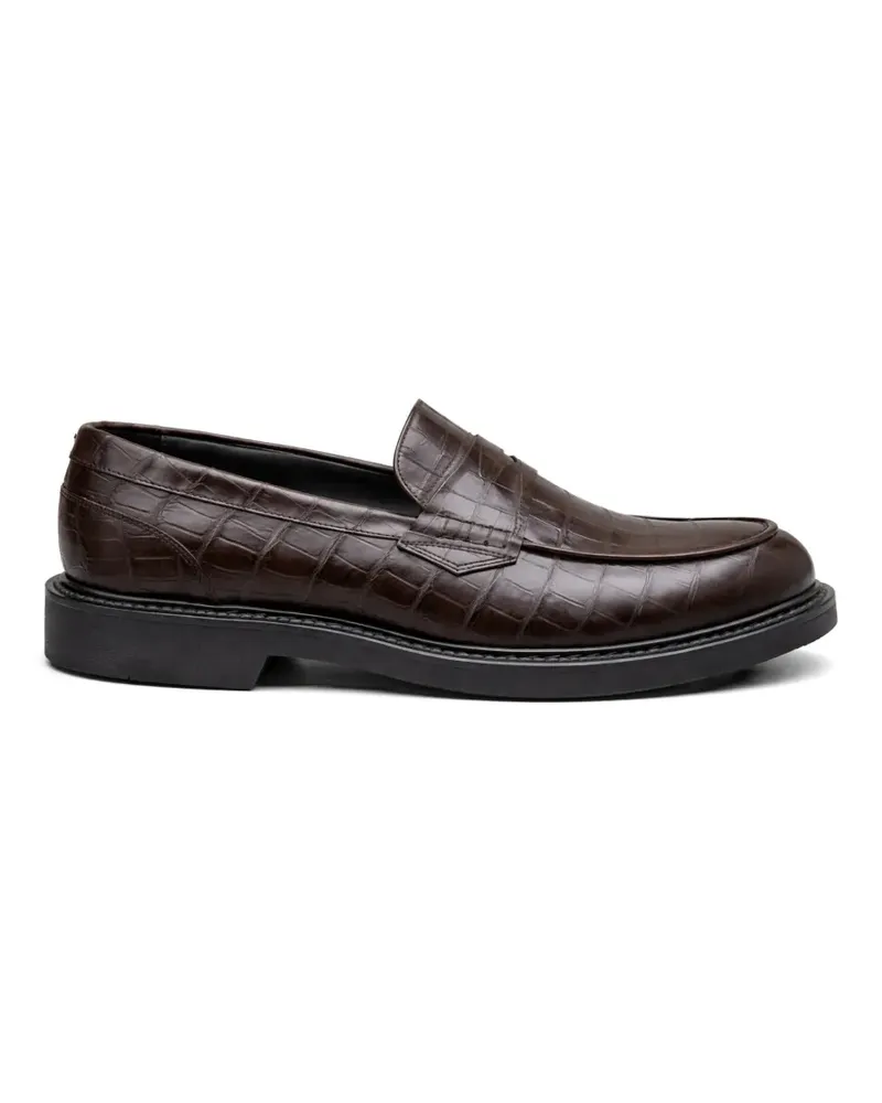 Canali embossed-pattern loafers - Braun Braun