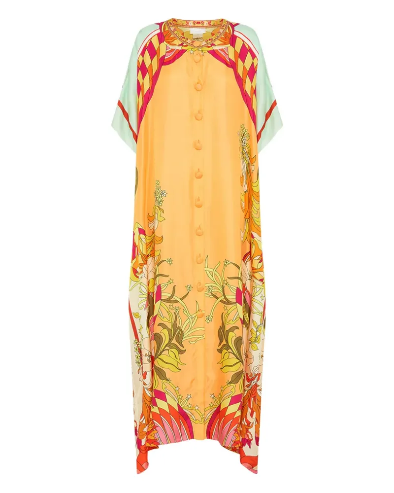 Camilla buttoned floral-detail maxi dress - Orange Orange