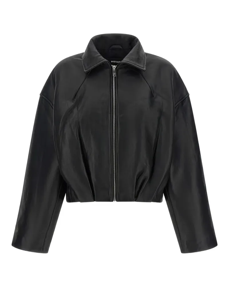 ROTATE Birger Christensen boxy leather jacket - Schwarz Schwarz
