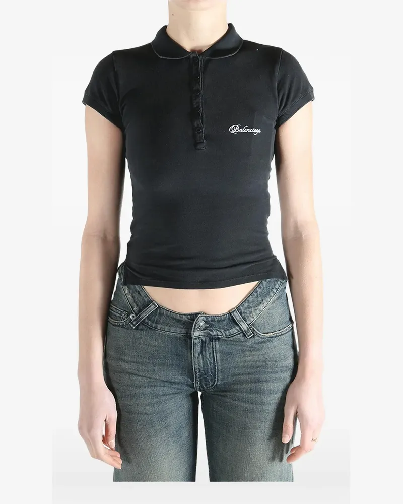 Balenciaga Poloshirt mit Logo - Schwarz Schwarz