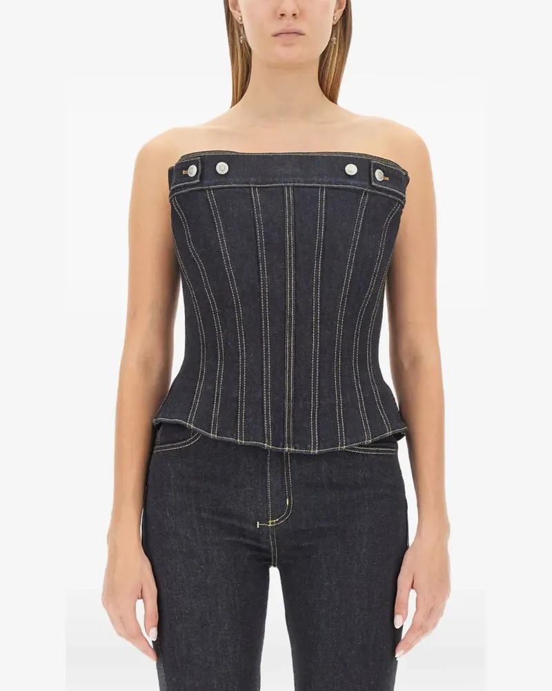 Alexander McQueen denim bustier top - Blau Blau