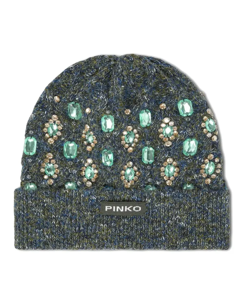Pinko Beanie mit Schmucksteinen - Grau Grau