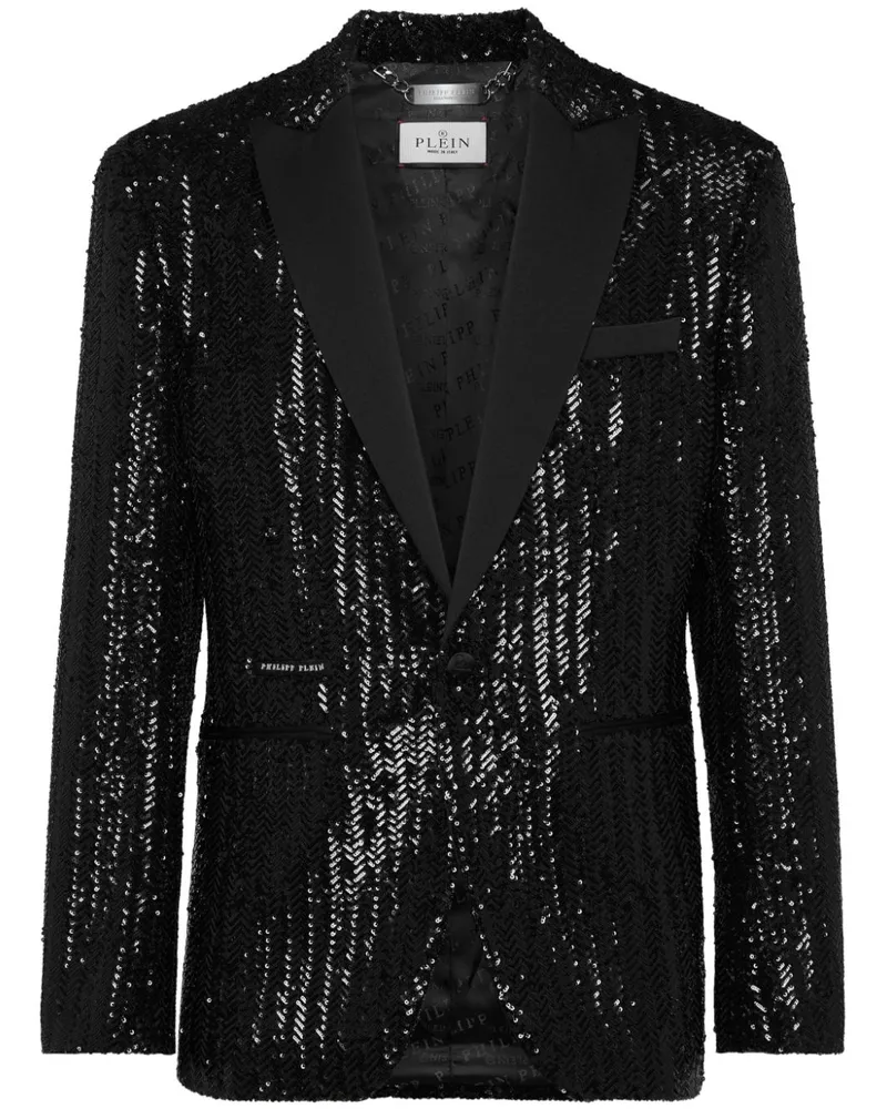 Philipp Plein Besticktes Lurex-Sakko - Schwarz Schwarz