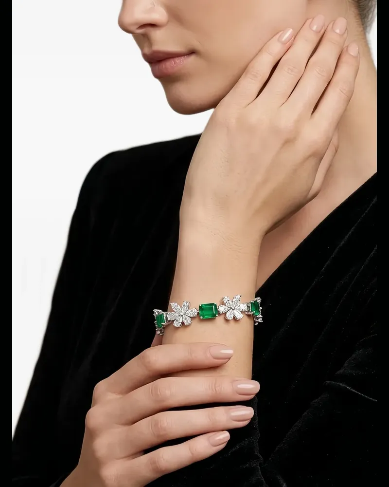 HYT Jewelry Armband mit Diamanten und Smaragd - Silber Silber