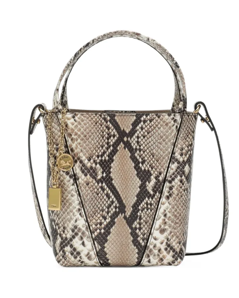 Chloé Kleine Spin Tote Bag mit Schlangen-Print - Nude Nude