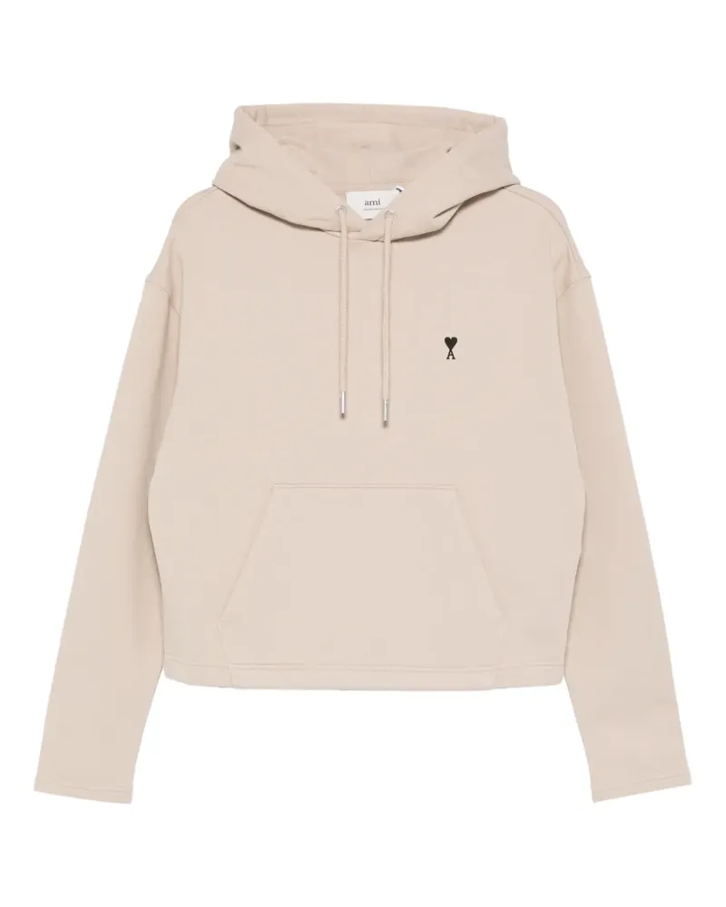 AMI Paris drawstring embroidered hoodie - Nude Nude