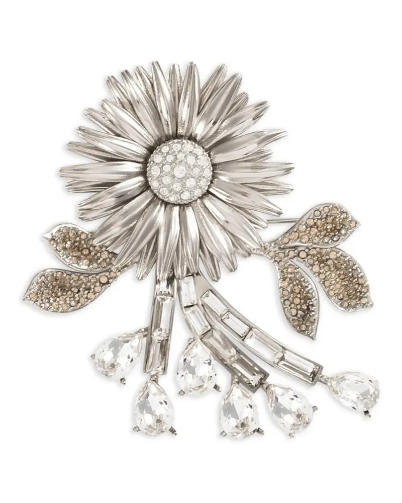 Dolce & Gabbana Blumenbrosche mit Strass - Silber Silber