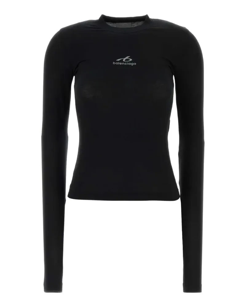 Balenciaga logo-print long-sleeved T-shirt - Schwarz Schwarz