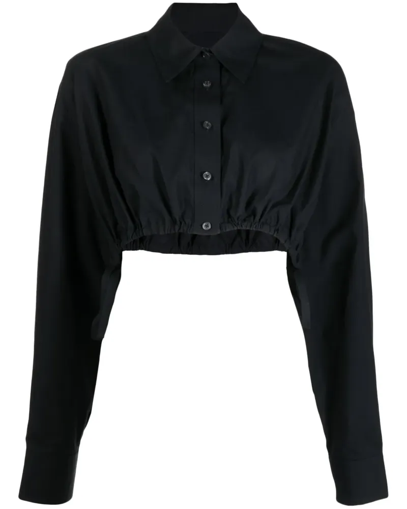 Alexander Wang Cropped-Sweatshirt mit Kordelzug - Schwarz Schwarz
