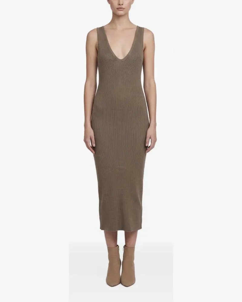 James Perse Geripptes Strickkleid - Braun Braun