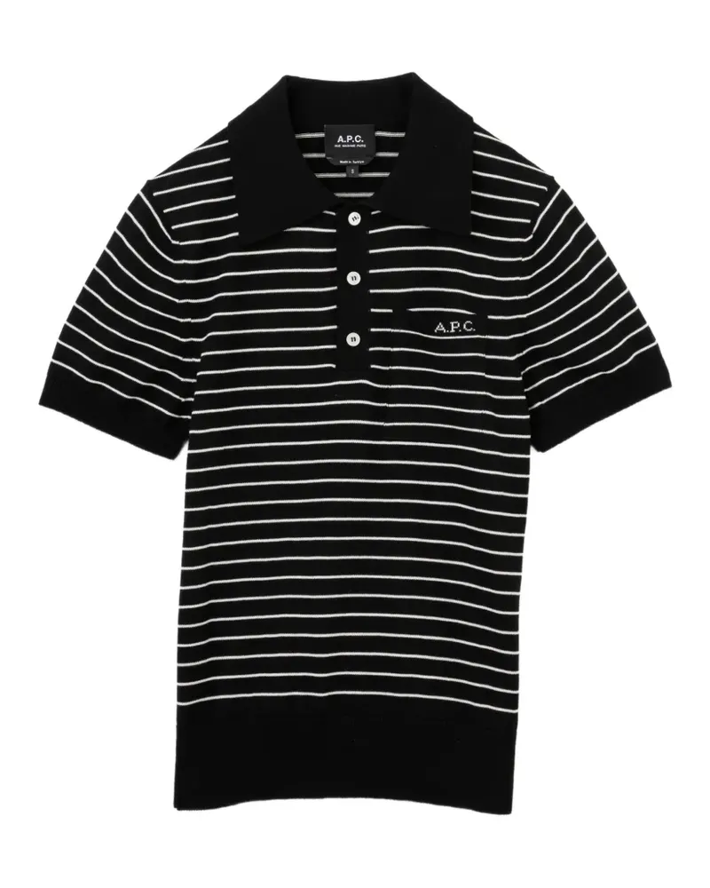 A.P.C. Gestricktes Poloshirt mit Streifen - Schwarz Schwarz
