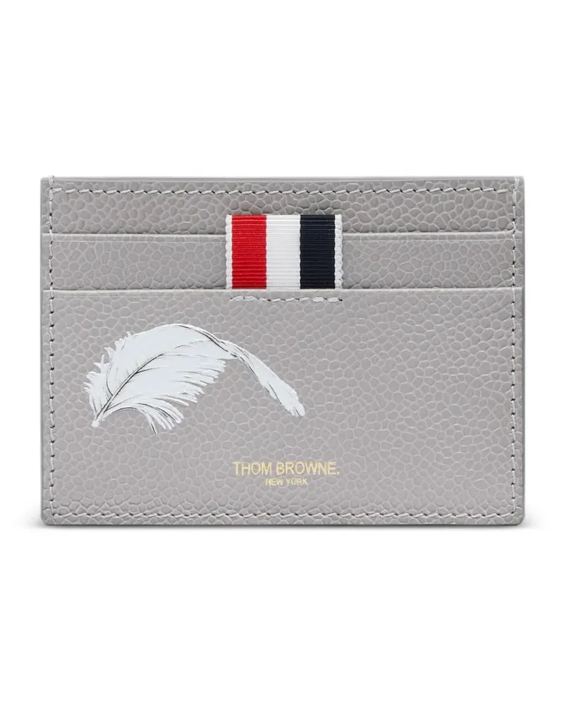 Thom Browne Kartenetui mit Feder-Print - Grau Grau