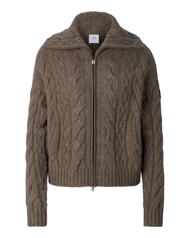 Bogner Lotta Cardigan mit Zopfmuster und Reißverschluss - Braun Braun