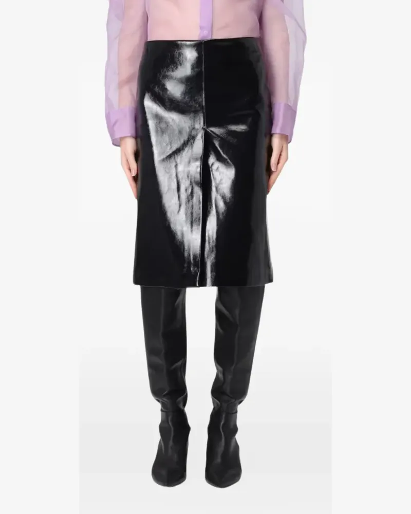 MSGM high-shine midi skirt - Schwarz Schwarz