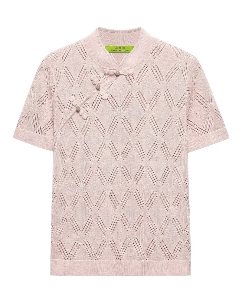 Shanghai Tang Qipao Oberteil mit Lochstrickmuster - Rosa Rosa