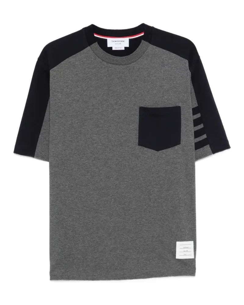 Thom Browne 4-Bar T-Shirt mit Brusttasche - Grau Grau
