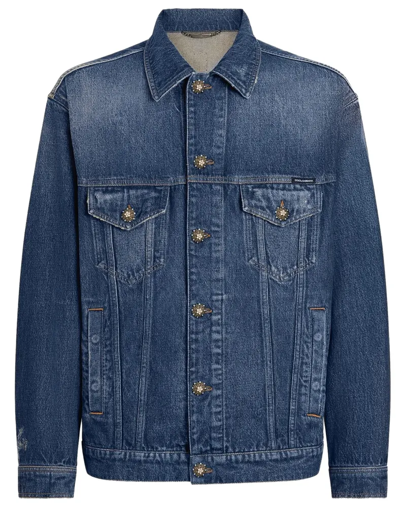 Dolce & Gabbana Jeansjacke mit Logo-Schild - Blau Blau