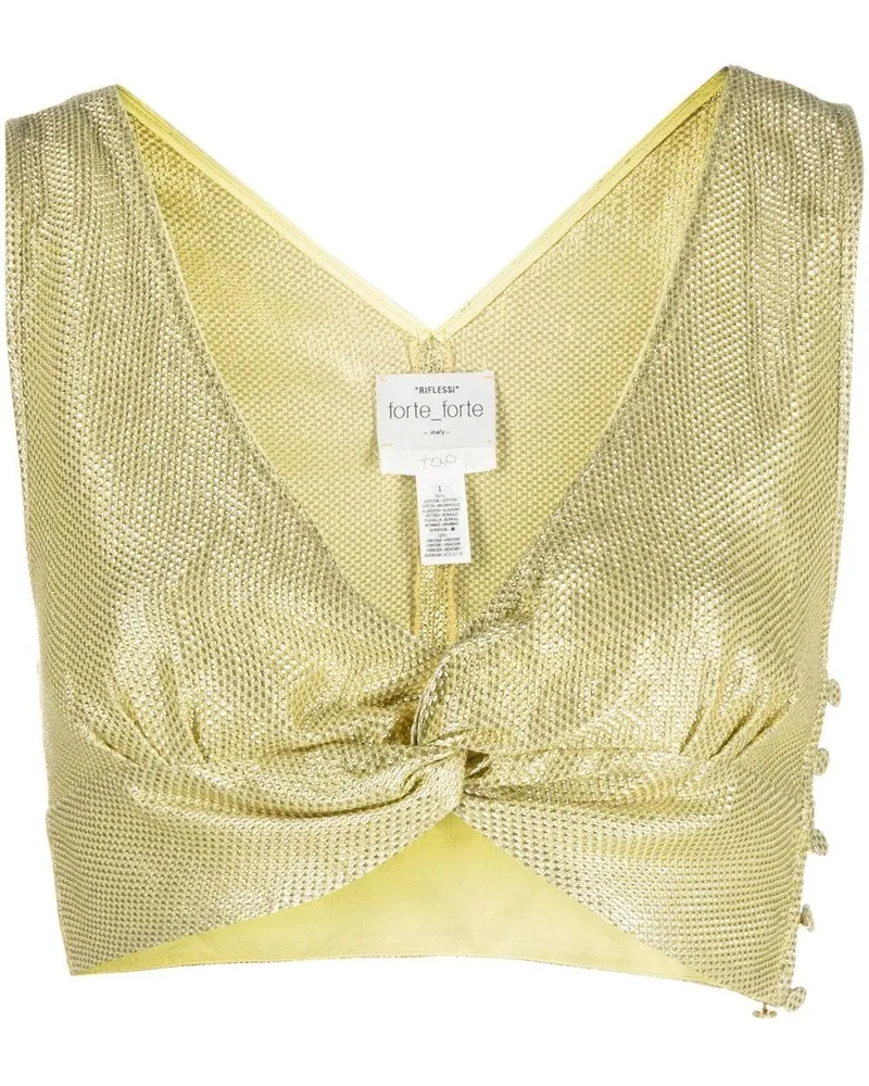 forte_forte schimmre Cropped-Top - Gelb Gelb
