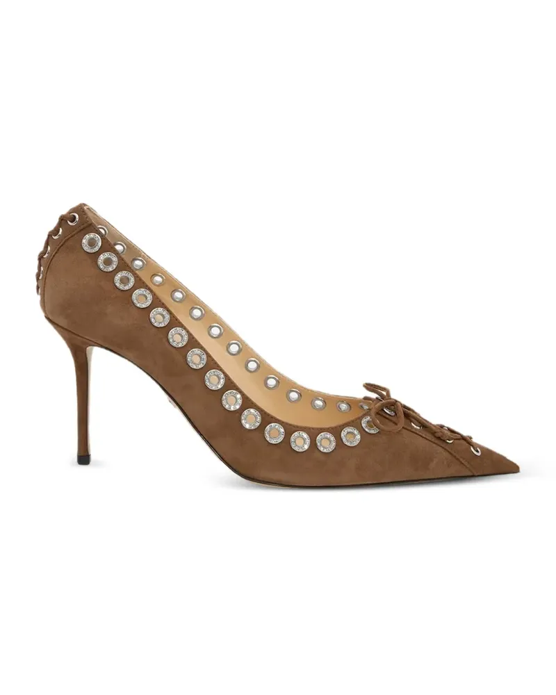 Mach & Mach Crystalized Corset pointed-toe suede heeled pumps - Braun Braun