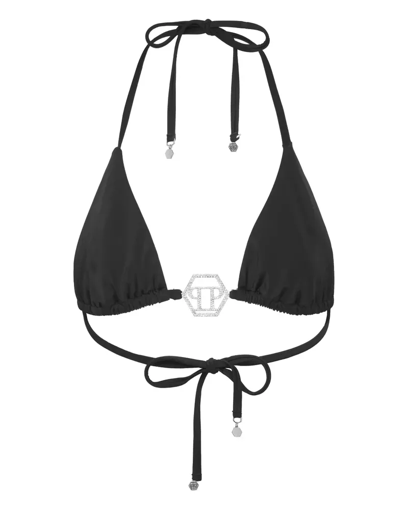 Philipp Plein Crystal Hexagon Triangel-Bikinioberteil - Schwarz Schwarz