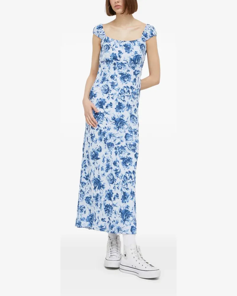 Abercrombie & Fitch floral-print square-neck midi dress - Blau Blau