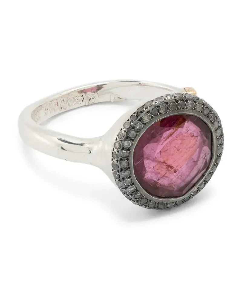 Rosa Maria Ring mit Turmalin und Diamanten - Silber Silber