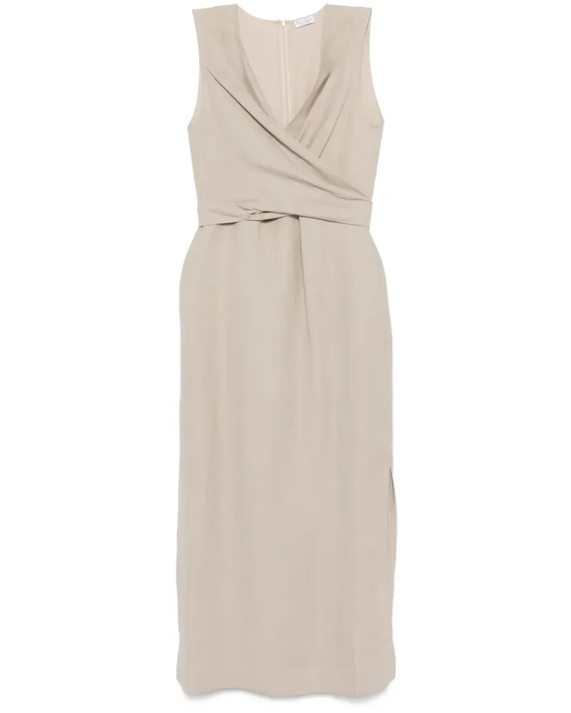 Brunello Cucinelli Midikleid in Wickeloptik - Nude Nude