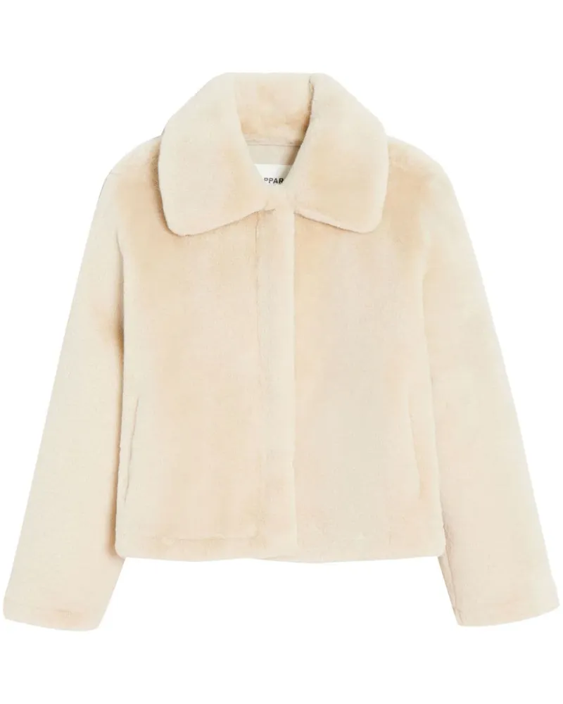 APPARIS Jacke aus Faux Fur mit breitem Kragen - Nude Nude