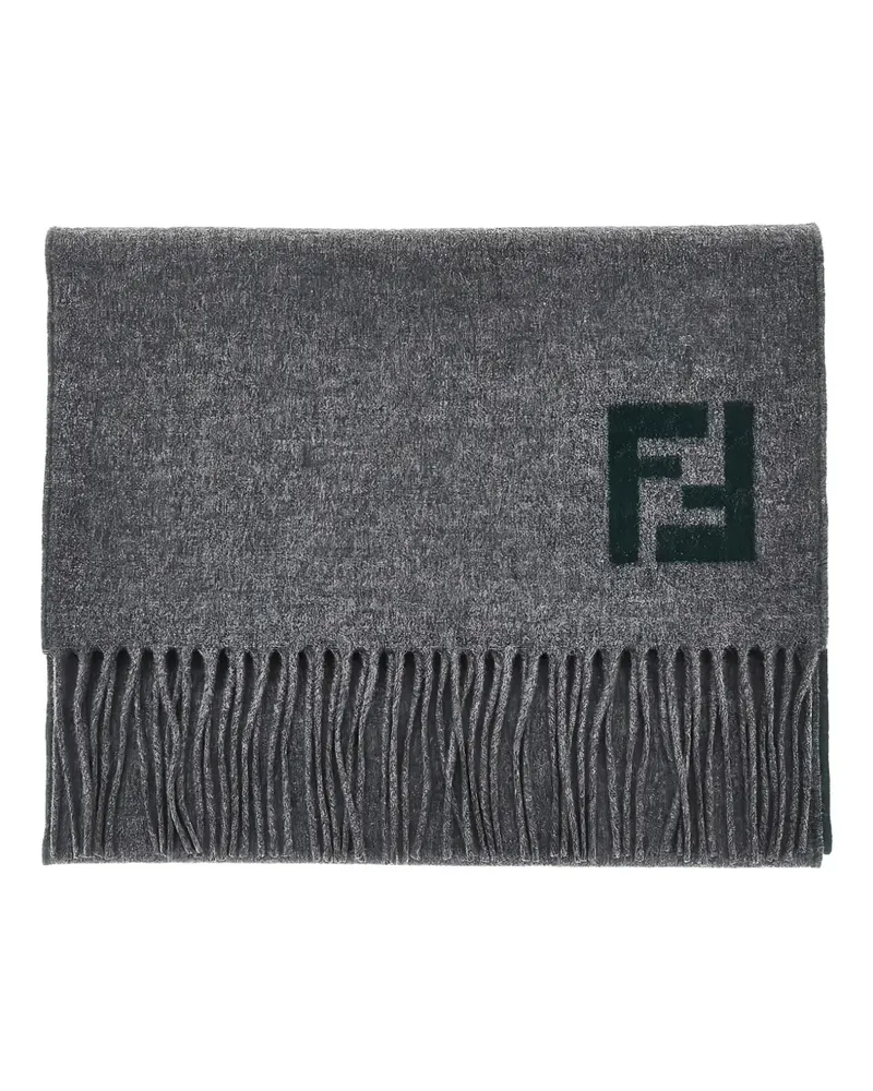 Fendi logo fringed scarf - Grau Grau