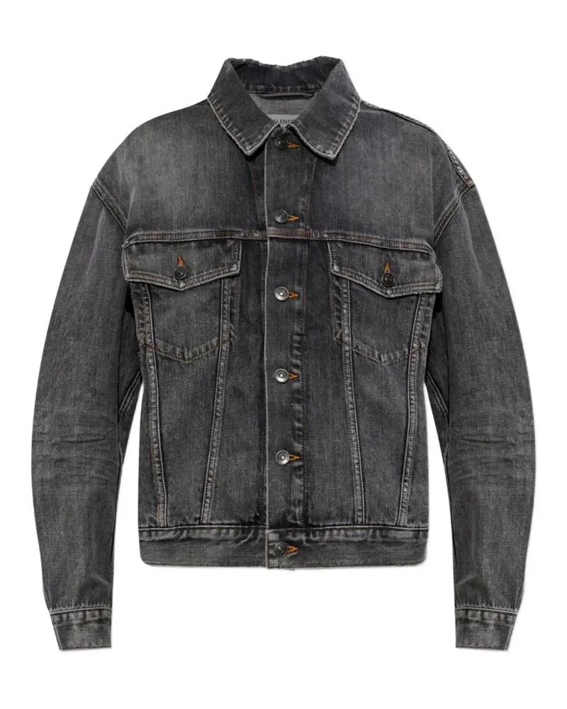 Balenciaga Jeansjacke mit Logo-Patch - Grau Grau