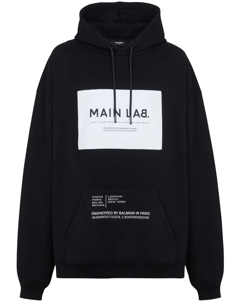 Balmain Hoodie mit Logo-Patch Schwarz