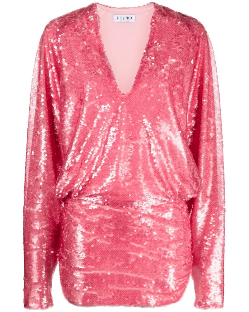 ATTICO Minikleid mit V-Ausschnitt - Rosa Rosa